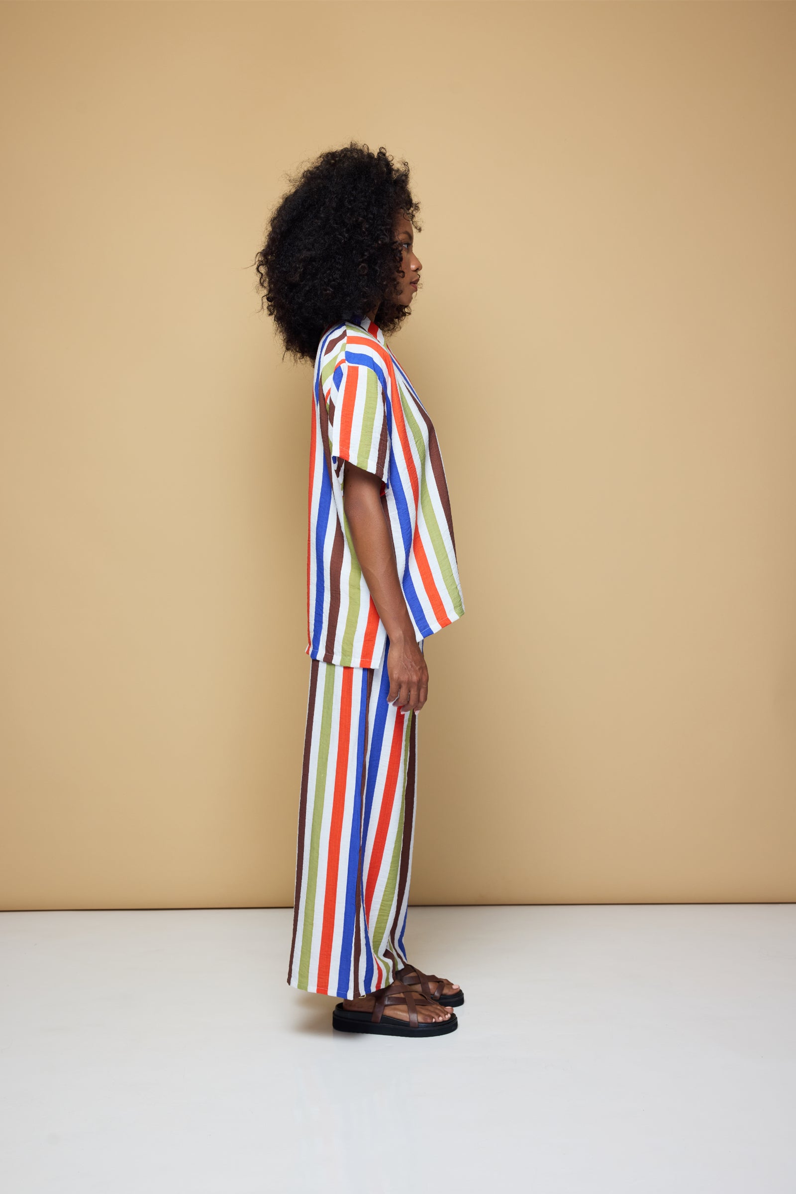 COOLIO STRIPE ELASTIC DRAWSTRING PANTS - COOLIO STRIPE