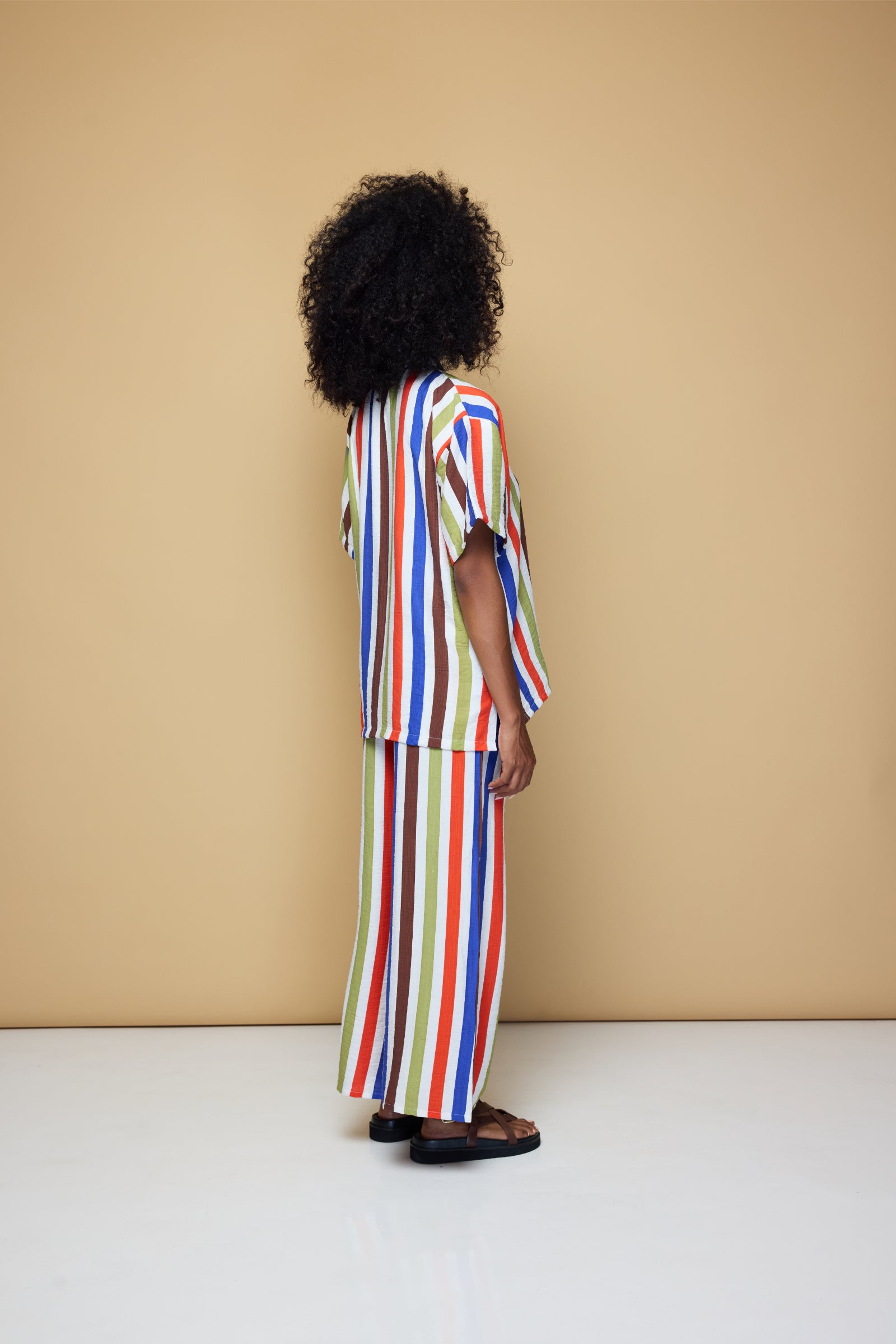 COOLIO STRIPE ELASTIC DRAWSTRING PANTS - COOLIO STRIPE