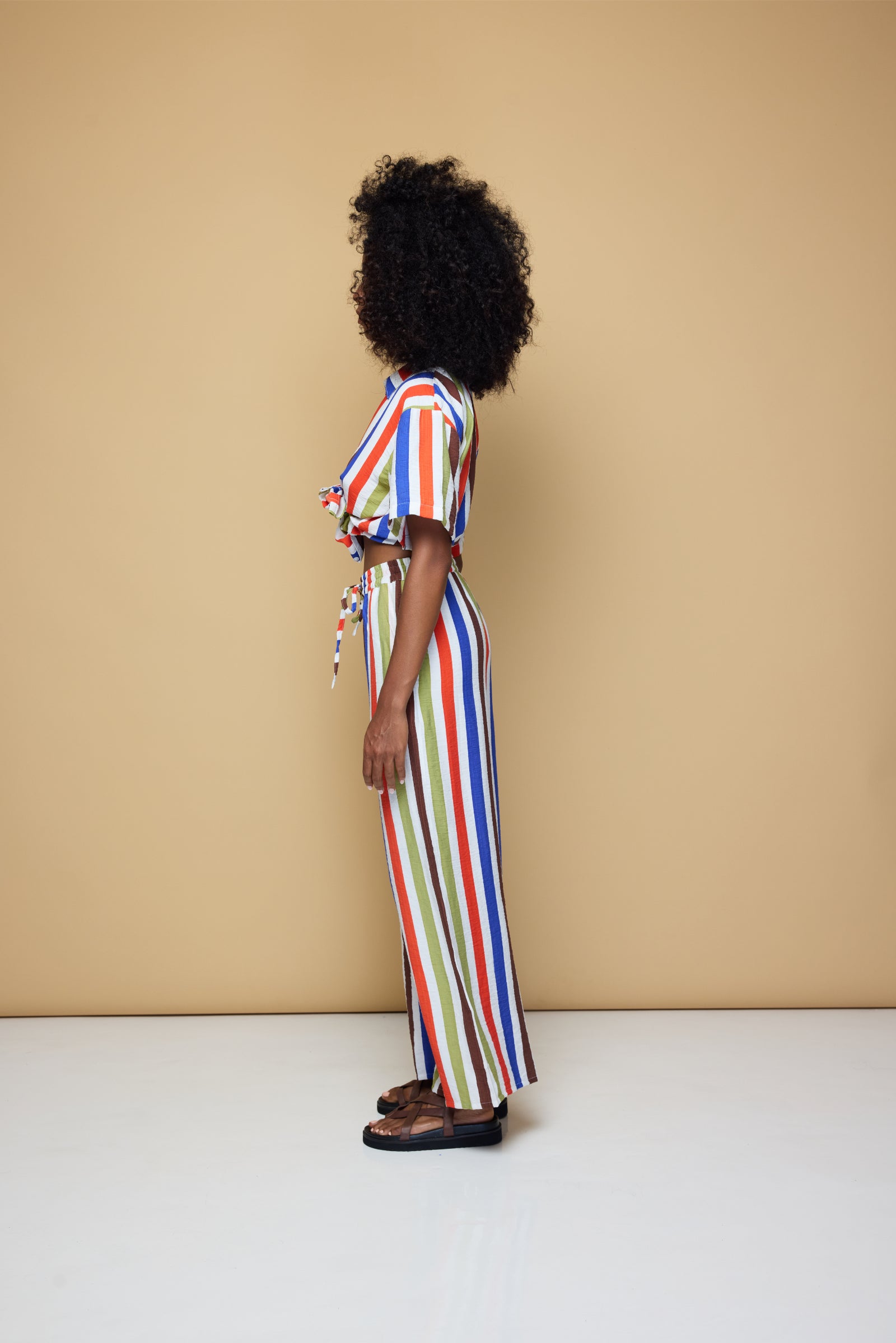 COOLIO STRIPE ELASTIC DRAWSTRING PANTS - COOLIO STRIPE