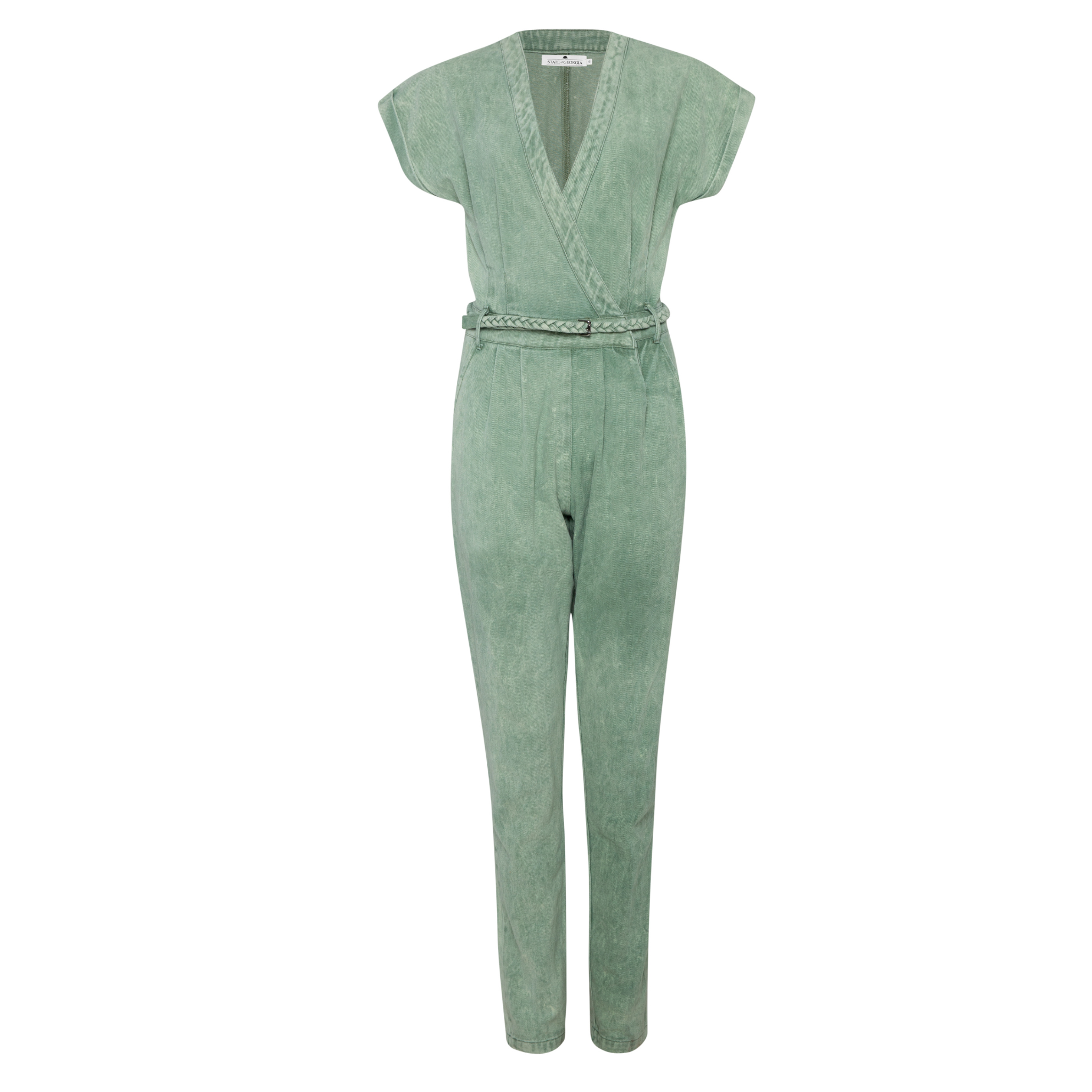 JANE SAYS STONE WASHED JUMPSUIT - SAGE GREEN