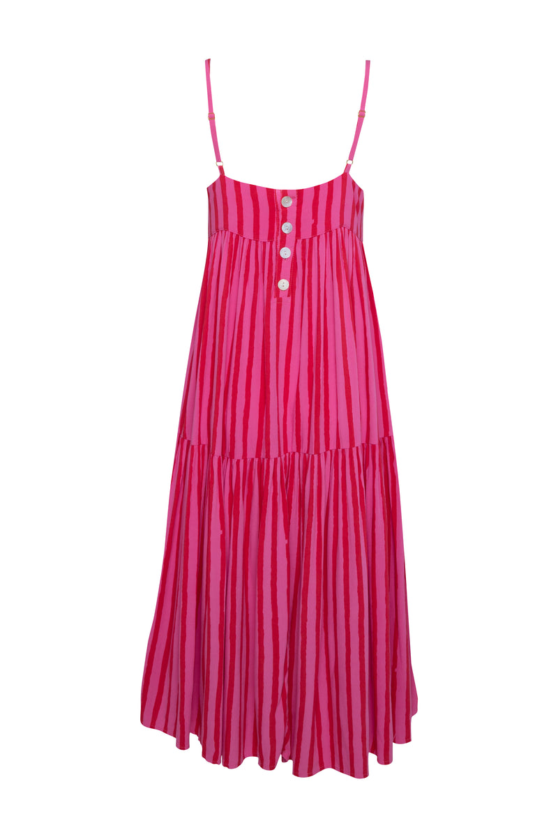 THE HOLIDAY DRESS - PINK/RED FILM STRIPE