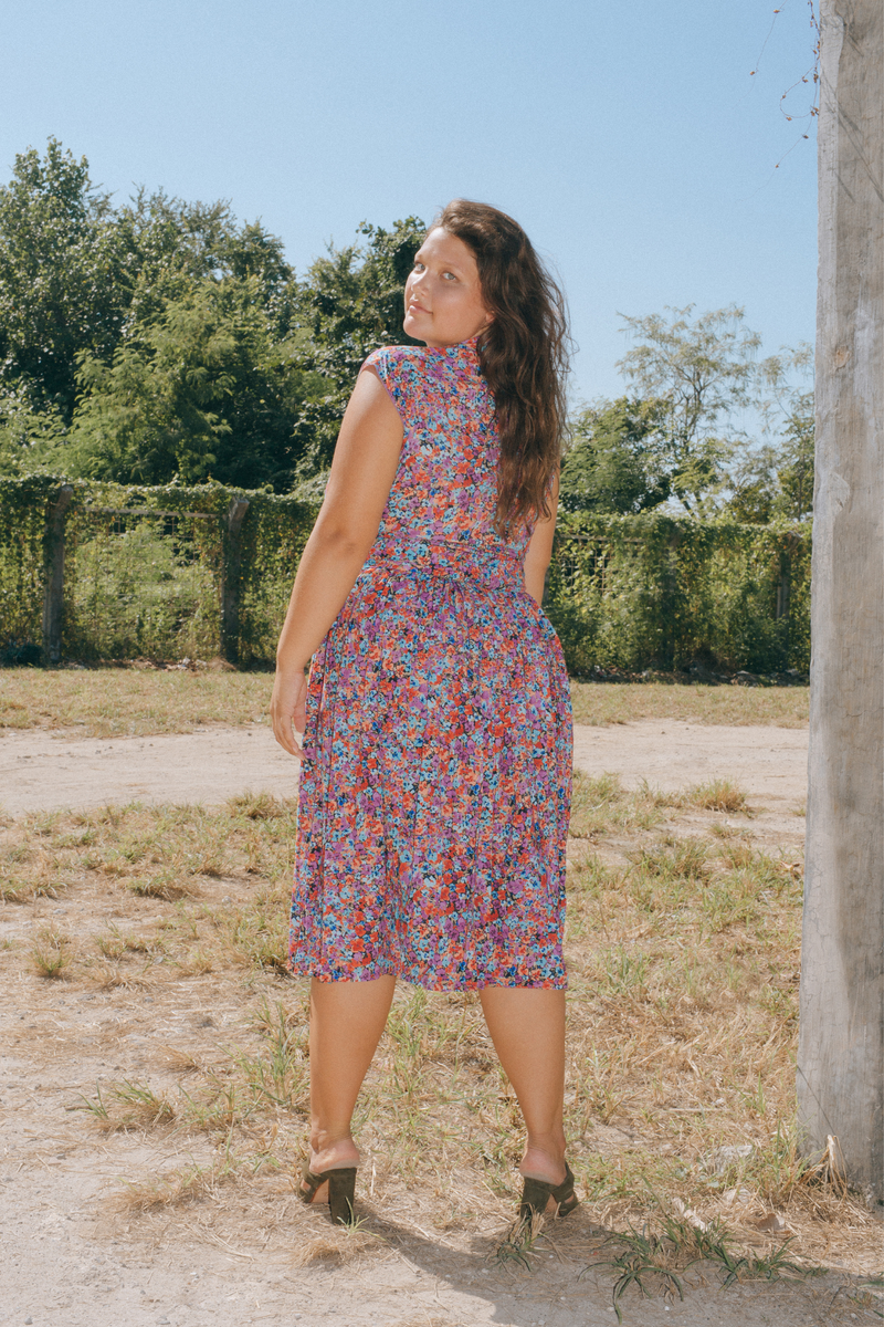 THE POINT DRESS - FLORAL EXPLOSION RASPBERRY