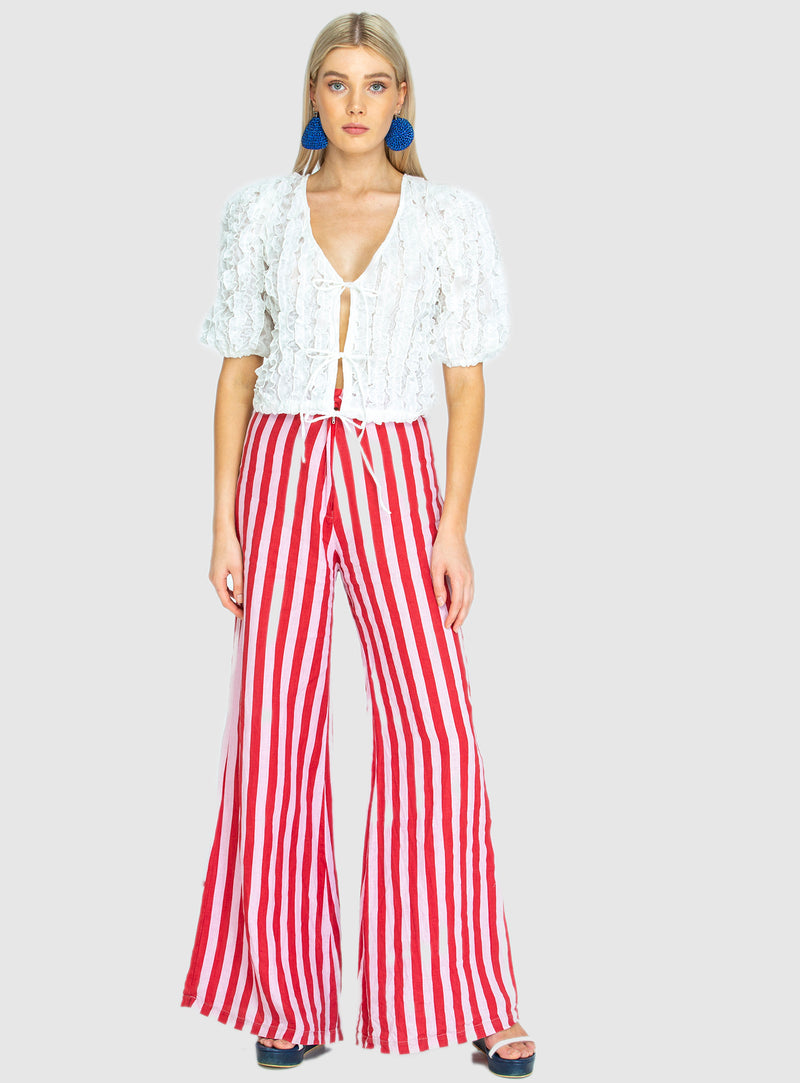 BOARDWALK LINEN PANT IN WHIPPY RED/PINK
