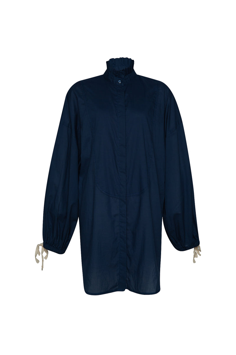 THE TUXEDO SHIRT/DRESS - NAVY BLUE