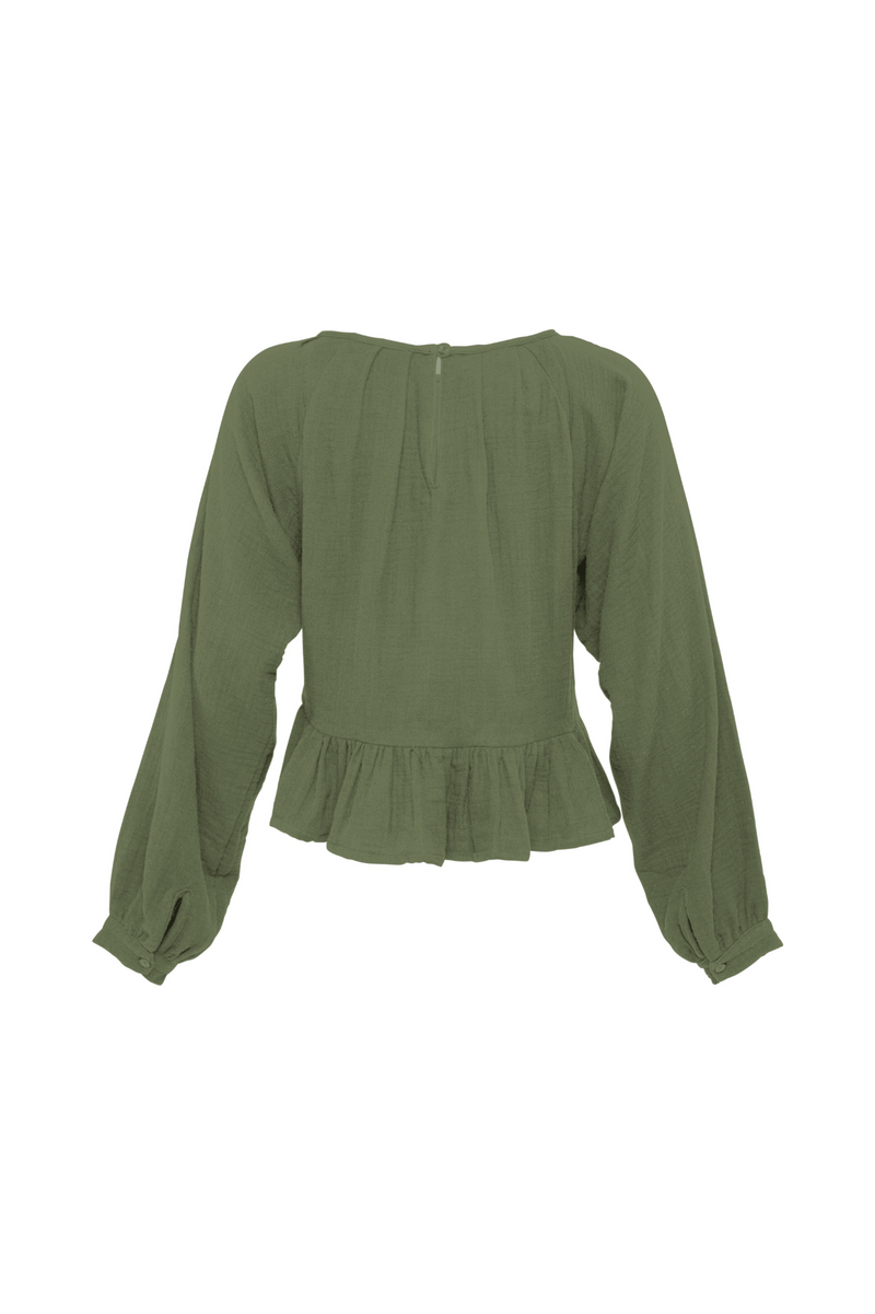THE DYLAN COTTON TOP WITH KNITTED WARMER - SAGE GREEN