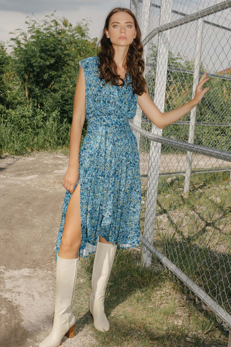 THE POINT DRESS  - FLORAL EXPLOSION BLUE