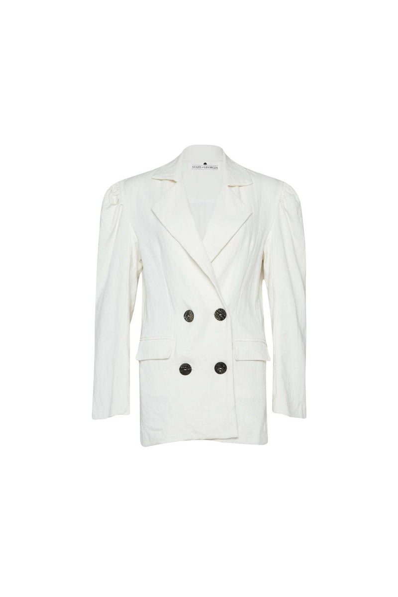 BODENE SUIT JACKET - OFF WHITE / CHAROCOAL BUTTONS